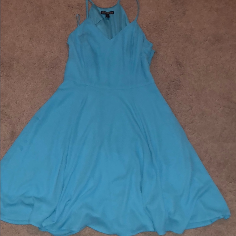 Express Sky Blue Halter Dress